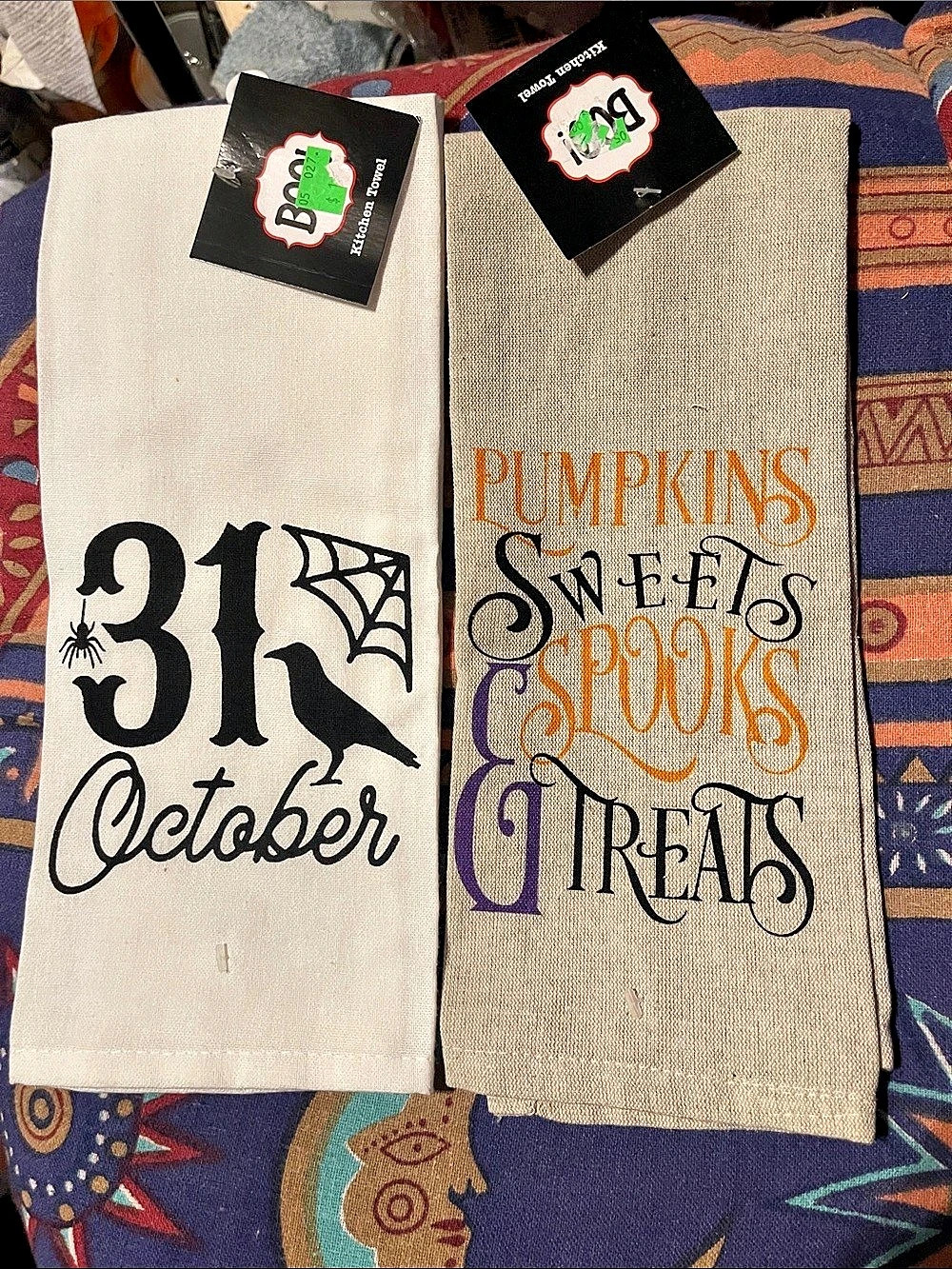 Boo Halloween Printed Kitchen Towel Set 2-Piece Cotton Halloween Towel Set